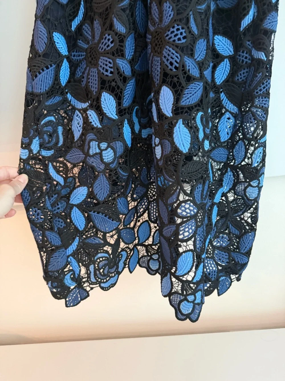 Elliott Black & Blue Lace Strapless Midi Dress - Picture 3 of 4